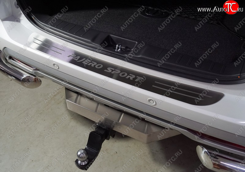 4 299 р. Накладка на задний бампер, ТСС Тюнинг  Mitsubishi Pajero Sport  QF (2019-2022) рестайлинг (лист шлифованный надпись Pajero Sport)  с доставкой в г. Воронеж