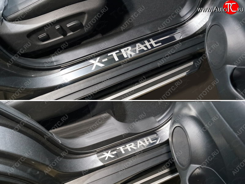 4 999 р. Накладки на пороги, ТСС Тюнинг  Nissan X-trail  3 T32 (2013-2018) дорестайлинг (лист шлифованный надпись X-Trail)  с доставкой в г. Воронеж