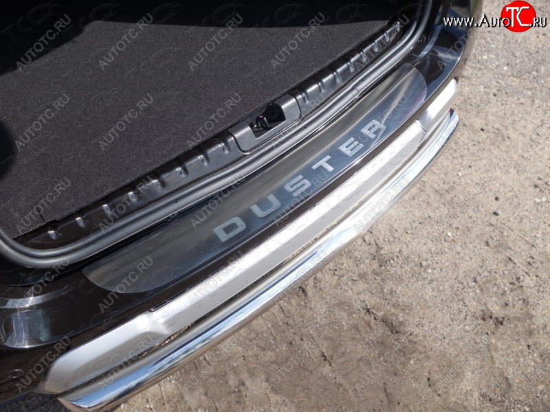 3 999 р. Накладка на задний бампер, ТСС Тюнинг  Renault Duster  HS (2015-2021) рестайлинг (лист шлифованный надпись Duster)  с доставкой в г. Воронеж