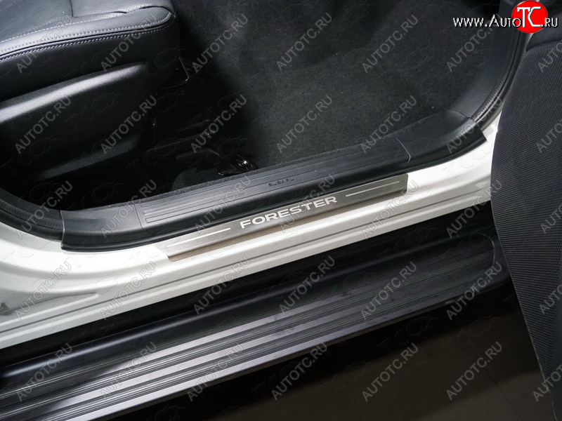2 999 р. Накладки на пороги, ТСС Тюнинг  Subaru Forester  SK/S14 (2018-2021) дорестайлинг (лист шлифованный надпись Forester)  с доставкой в г. Воронеж