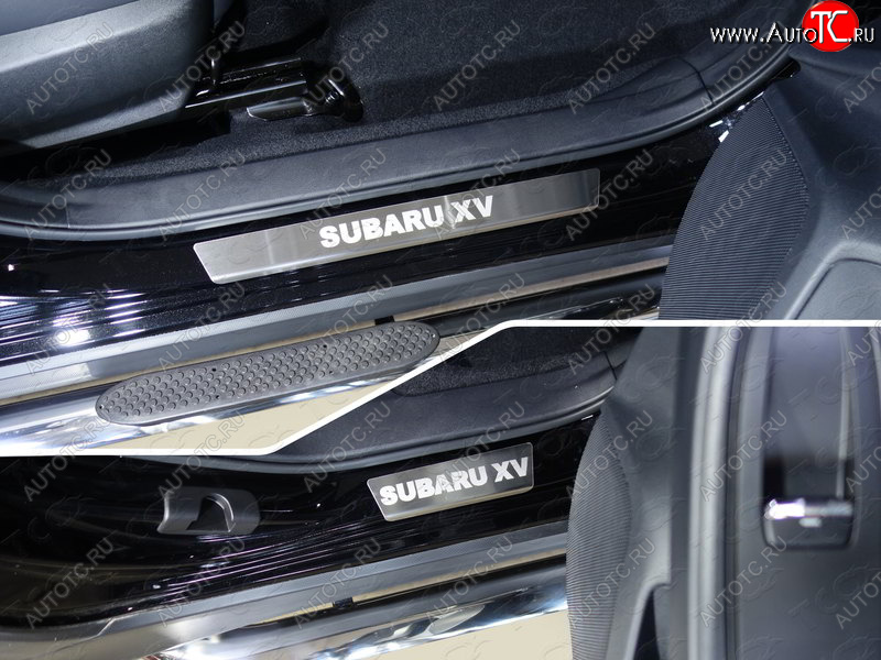 3 999 р. Накладки на пороги, ТСС Тюнинг  Subaru XV  GP/G33 (2012-2016) дорестайлинг (лист шлифованный надпись Subaru XV)  с доставкой в г. Воронеж