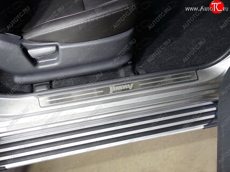 2 599 р. Накладки на пластиковые пороги, ТСС Тюнинг  Suzuki Jimny  JB23/JB43 (2012-2018) 2-ой рестайлинг (лист шлифованный надпись Jimny)  с доставкой в г. Воронеж