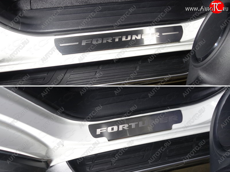 4 999 р. Накладки на пороги, ТСС Тюнинг  Toyota Fortuner  AN160 (2015-2020) дорестайлинг (лист шлифованный надпись Fortuner)  с доставкой в г. Воронеж