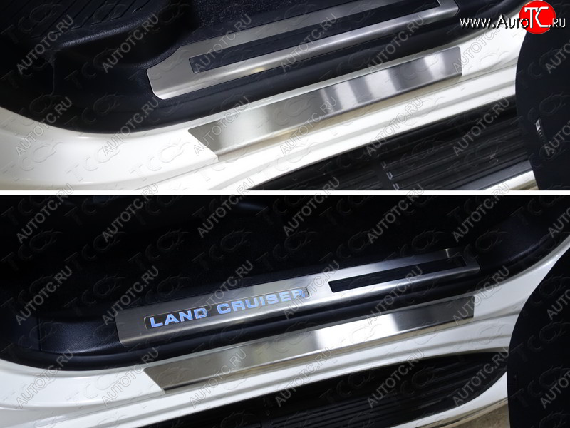 2 999 р. Накладки на пороги с гибом, ТСС Тюнинг  Toyota Land Cruiser  200 (2015-2021) 2-ой рестайлинг (лист шлифованный)  с доставкой в г. Воронеж