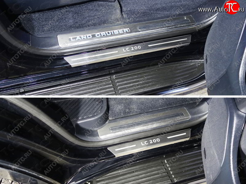 4 999 р. Накладки на пороги с гибом, ТСС Тюнинг  Toyota Land Cruiser  200 (2015-2021) 2-ой рестайлинг (лист шлифованный надпись LC 20)  с доставкой в г. Воронеж