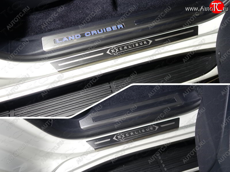 4 999 р. Накладки на пороги с гибом, ТСС Тюнинг  Toyota Land Cruiser  200 (2015-2021) 2-ой рестайлинг (лист шлифованный надпись Excalibu)  с доставкой в г. Воронеж