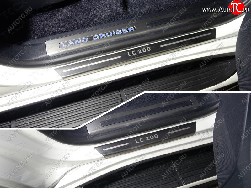 4 999 р. Накладки на пороги с гибом, ТСС Тюнинг  Toyota Land Cruiser  200 (2015-2021) 2-ой рестайлинг (лист шлифованный надпись LC 200)  с доставкой в г. Воронеж