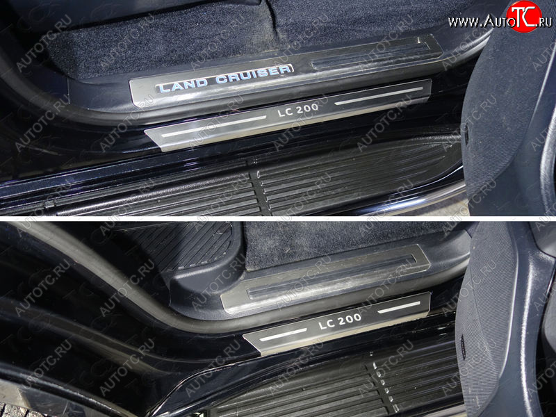 4 999 р. Накладки на пороги с гибом, ТСС Тюнинг  Toyota Land Cruiser  200 (2015-2021) 2-ой рестайлинг (лист шлифованный надпись LC 200)  с доставкой в г. Воронеж