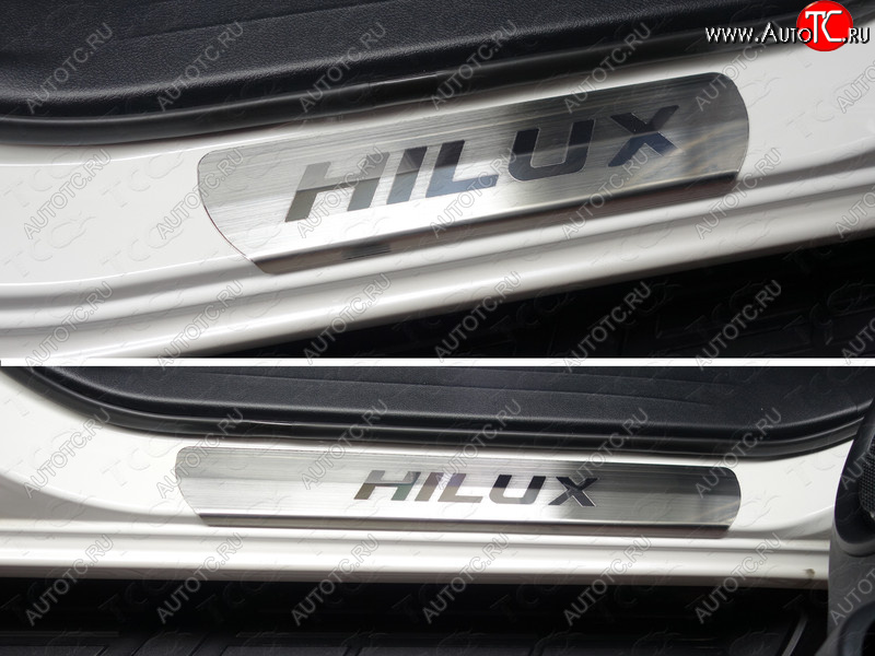 4 999 р. Накладки на пороги, ТСС Тюнинг  Toyota Hilux  AN20,AN30 - Hilux Revo (лист шлифованный надпись Hilux)  с доставкой в г. Воронеж