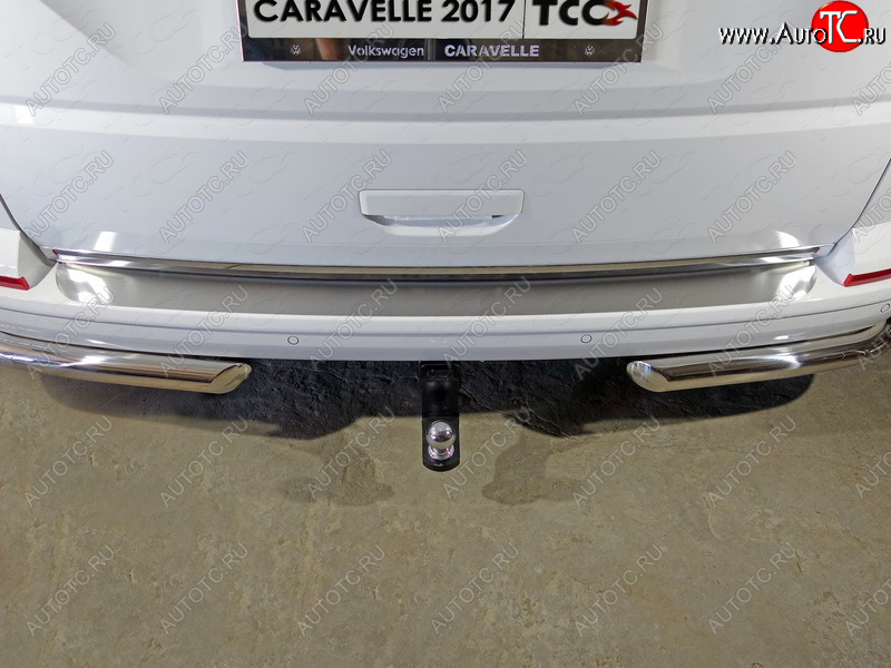2 999 р. Накладка на задний бампер, ТСС Тюнинг  Volkswagen Caravelle  T6 (2015-2019) дорестайлинг (Лист шлифованный)  с доставкой в г. Воронеж