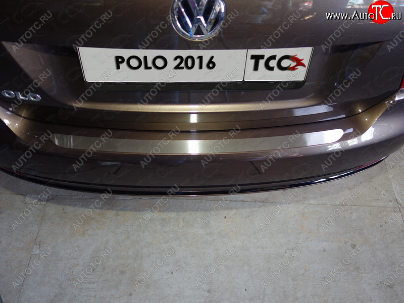 1 199 р. Накладка на задний бампер, ТСС Тюнинг  Volkswagen Polo  5 (2015-2020) седан рестайлинг, хэтчбек рестайлинг (Лист шлифованный)  с доставкой в г. Воронеж
