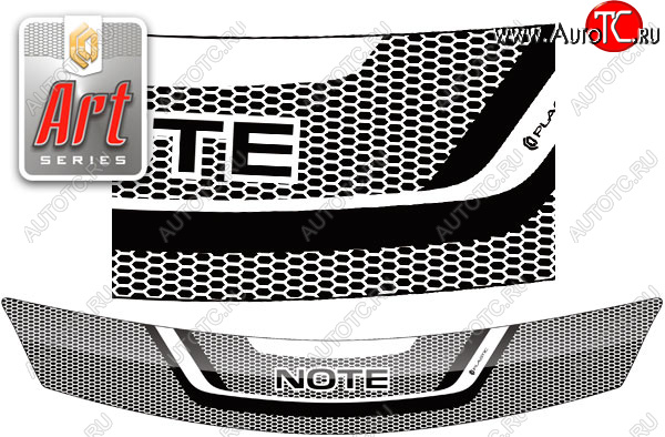 2 159 р. Дефлектор капота (правый руль) CA-Plastic  Nissan Note  1 (2008-2013) E11 рестайлинг (Серия Art черная)  с доставкой в г. Воронеж