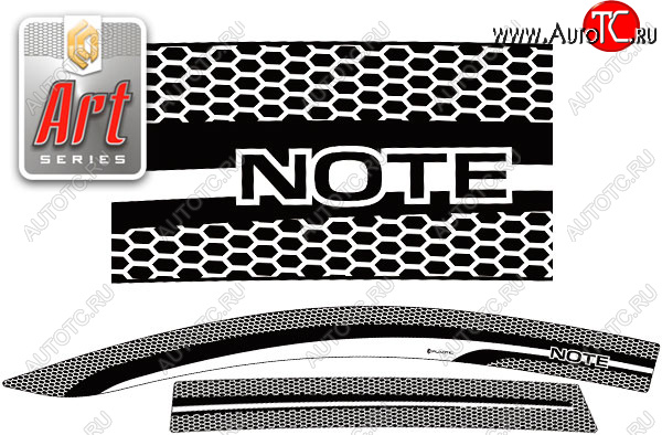 2 199 р. Дефлектора окон (правый руль) CA-Plastic  Nissan Note  1 (2008-2013) E11 рестайлинг (серия Art черная)  с доставкой в г. Воронеж