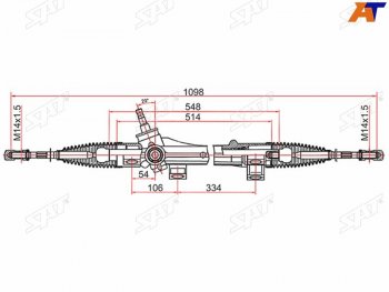 8 249 р. Рейка рулевая электрическая шток D=17.3 LHD SAT Toyota Corolla E120 седан дорестайлинг (2000-2004)  с доставкой в г. Воронеж. Увеличить фотографию 2