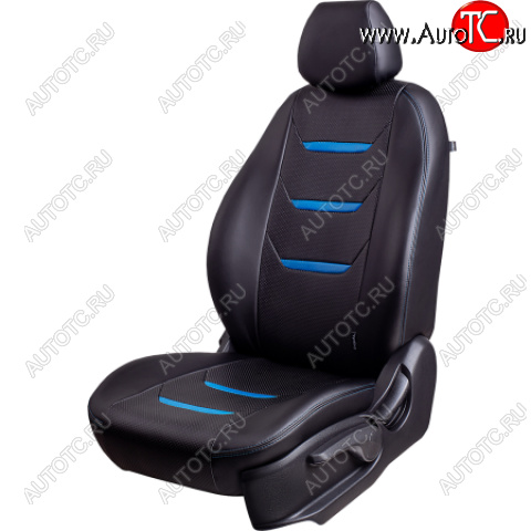 11 899 р. Комплект чехлов для сидений (РЗС 60/40 2П+1Г экокожа) ТУРИН -2 Lord Autofashion  Chevrolet Cruze  J300 (2009-2015) седан дорестайлинг, седан рестайлинг (черный, вставка черный+синий, строчка синяя)  с доставкой в г. Воронеж