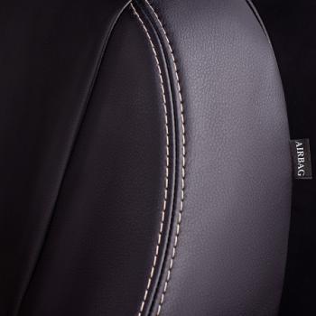 8 549 р. Комплект чехлов для сидений (ЦЗС Илана+Орегон) ТУРИН СТ Lord Autofashion  Daewoo Nexia  дорестайлинг (1995-2008) (черный, вставка бежевая, строчка бежевая)  с доставкой в г. Воронеж. Увеличить фотографию 8