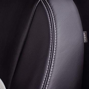 8 549 р. Комплект чехлов для сидений (ЦЗС Илана+Орегон) ТУРИН СТ Lord Autofashion  Daewoo Nexia  дорестайлинг (1995-2008) (черный, вставка белая, строчка белая)  с доставкой в г. Воронеж. Увеличить фотографию 2