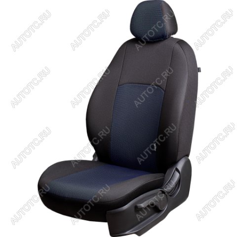 6 799 р. Комплект чехлов для сидений (ЦЗС 2Г Жаккард) Дублин Lord Autofashion  Daewoo Nexia  рестайлинг (2008-2015) (черный, вставка Ёж синяя)  с доставкой в г. Воронеж