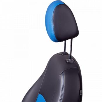 8 549 р. Комплект чехлов для сидений (ЦЗС 2Г Илана+Орегон) ТУРИН СТ Lord Autofashion  Daewoo Nexia  рестайлинг (2008-2015) (черный, вставка синяя, строчка синяя)  с доставкой в г. Воронеж. Увеличить фотографию 3