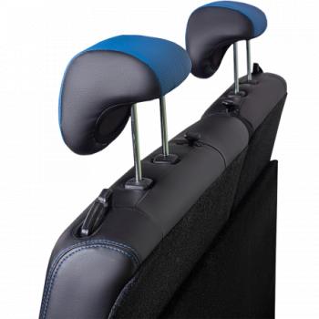 8 549 р. Комплект чехлов для сидений (ЦЗС 2Г Илана+Орегон) ТУРИН СТ Lord Autofashion  Daewoo Nexia  рестайлинг (2008-2015) (черный, вставка синяя, строчка синяя)  с доставкой в г. Воронеж. Увеличить фотографию 4