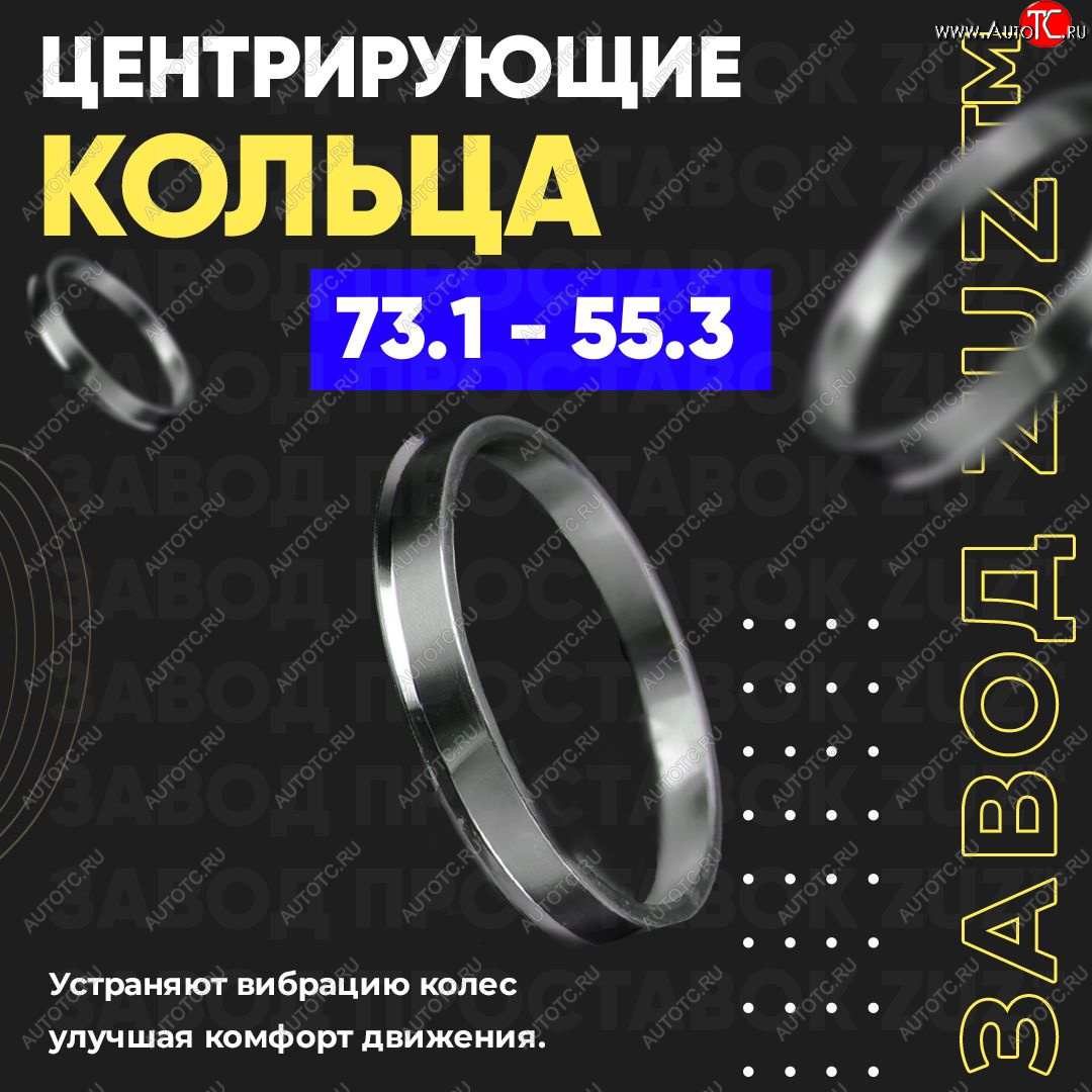 1 849 р. Центровочные кольца для дисков 73.1 - 55.3 (алюминиевые) 4шт. переходные центрирующие проставочные супинаторы на ступицу ЗАВОД ПРОСТАВОК ZUZ 73.1-55.3  с доставкой в г. Воронеж