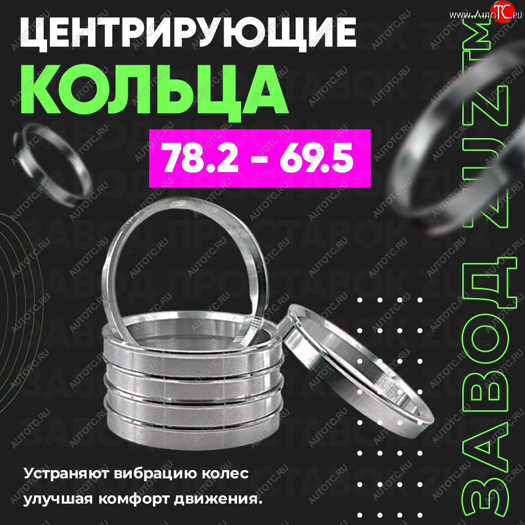 1 849 р. Центровочные кольца для дисков 78.2 - 69.5 (алюминиевые) 4шт. переходные центрирующие проставочные супинаторы на ступицу ЗАВОД ПРОСТАВОК ZUZ 78.2 - 69.5  с доставкой в г. Воронеж