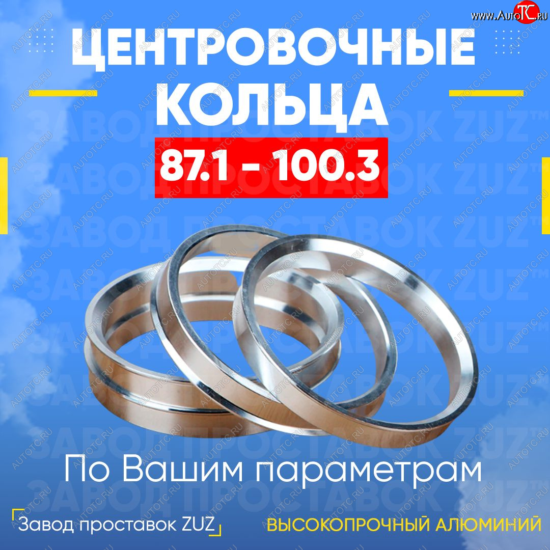 1 849 р. Центровочные кольца для дисков 87.1 - 100.3 (алюминиевые) 4шт. переходные центрирующие проставочные супинаторы на ступицу ЗАВОД ПРОСТАВОК ZUZ 87.1 - 100.3  с доставкой в г. Воронеж