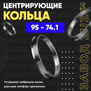 1 849 р. Центровочные кольца для дисков 95 - 74.1 (алюминиевые) 4шт. переходные центрирующие проставочные супинаторы на ступицу ЗАВОД ПРОСТАВОК ZUZ 95 - 74.1  с доставкой в г. Воронеж. Увеличить фотографию 1