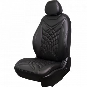 17 399 р. Комплект чехлов сидений Lord Auto(Экокожа РОМБ) Chevrolet Aveo T200 хэтчбек 5 дв (2002-2008) (Черный)  с доставкой в г. Воронеж. Увеличить фотографию 2