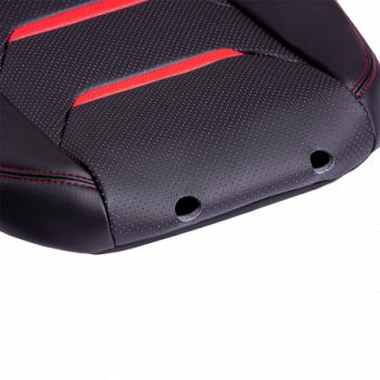 11 899 р. Комплект чехлов для сидений (ЦЗС 2П+1Г Орегон) ТУРИН-2 Lord Autofashion  Volkswagen Polo  5 (2009-2020) седан дорестайлинг, седан рестайлинг (черный, вставка черная+красная, строчка красная)  с доставкой в г. Воронеж. Увеличить фотографию 8