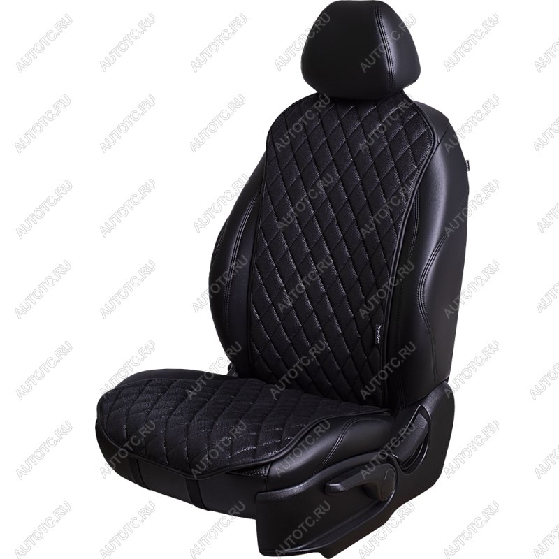 1 189 р. Накидка на сиденье (1 место Каир) ЛЮКС ст РОМБ Lord Autofashion   (черный, строчка черная)  с доставкой в г. Воронеж
