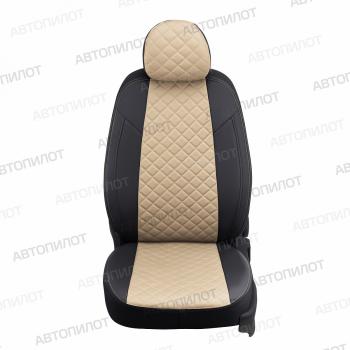 8 749 р. Чехлы на сиденья Ромб (к.Comfort Line раздел. 40/60 + вырез под подлокот. экокожа) Автопилот Volkswagen Passat B8 седан дорестайлинг (2015-2019) (черный/бежевый)  с доставкой в г. Воронеж. Увеличить фотографию 3