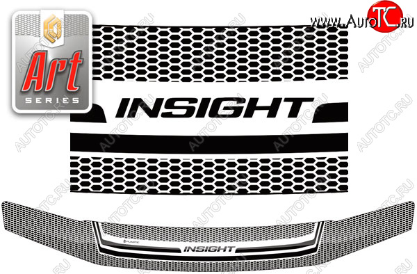 2 159 р. Дефлектор капота CA-Plastic  Honda Insight  ZE2 (2009-2011) хэтчбэк 5 дв. дорестайлинг (серия ART белая)  с доставкой в г. Воронеж