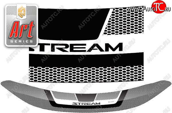 2 559 р. Дефлектор капота CA-Plastic  Honda Stream  2 RN6,RN7, RN8, RN9 (2006-2009) дорестайлинг (Серия Art черная)  с доставкой в г. Воронеж