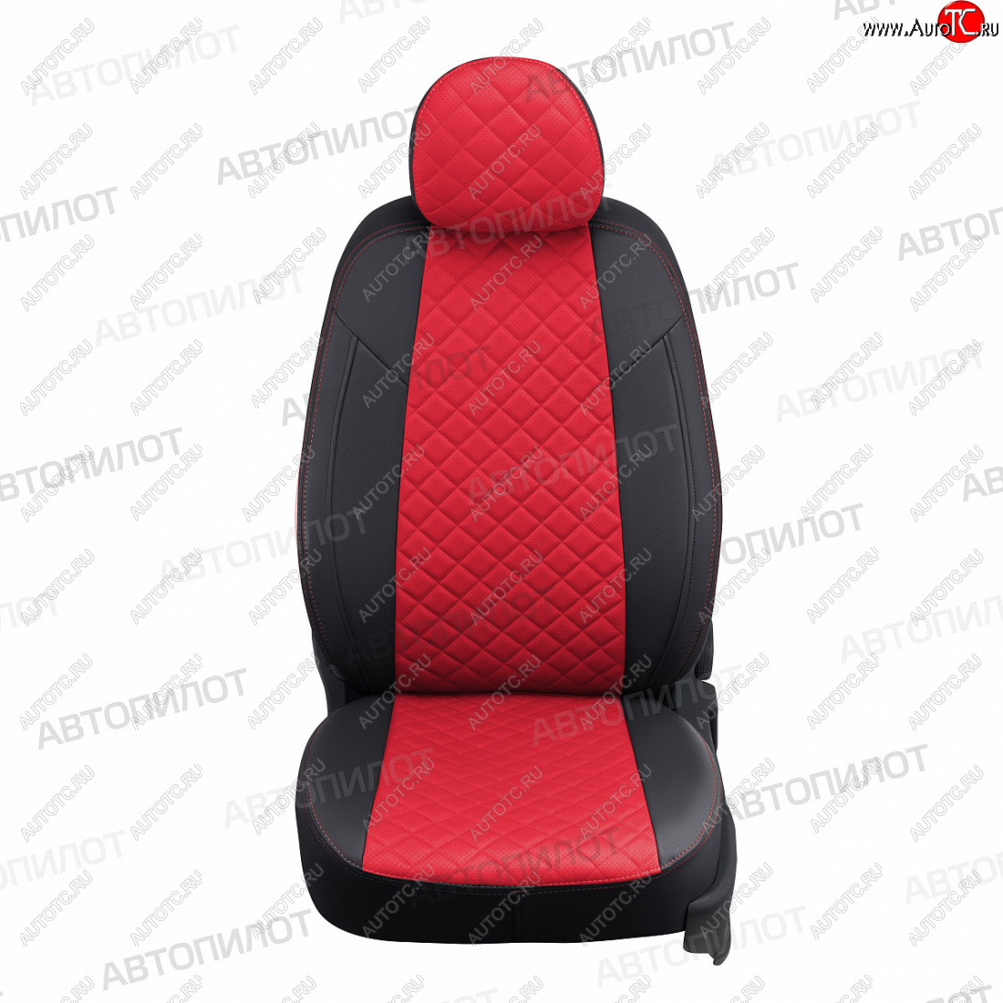 8 749 р. Чехлы сидений (экокожа, Classic) Автопилот Ромб  KIA Cerato  3 YD (2013-2019) дорестайлинг седан, рестайлинг седан (черный/красный)  с доставкой в г. Воронеж