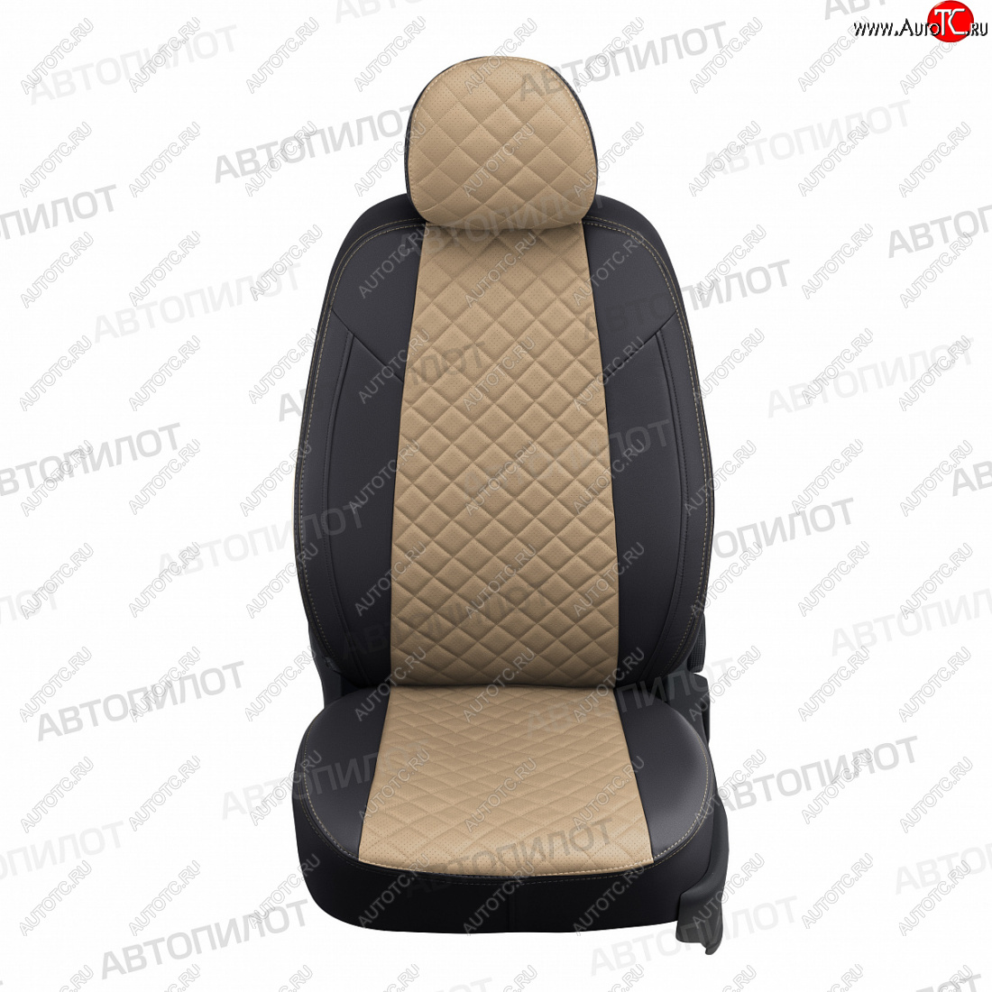 8 749 р. Чехлы сидений (экокожа, Classic) Автопилот Ромб  KIA Cerato  3 YD (2013-2019) дорестайлинг седан, рестайлинг седан (черный/темно-бежевый)  с доставкой в г. Воронеж