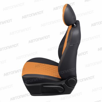 14 449 р. Чехлы сидений (экокожа, Classic) Автопилот Ромб  KIA Cerato  3 YD (2013-2019) дорестайлинг седан, рестайлинг седан (черный/оранж)  с доставкой в г. Воронеж. Увеличить фотографию 5