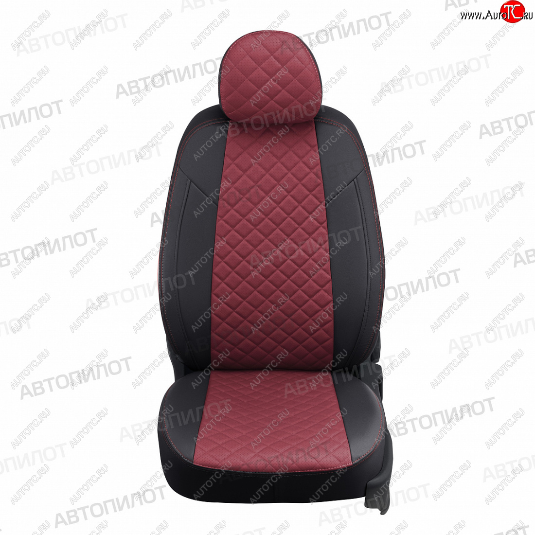 14 449 р. Чехлы сидений (экокожа, Classic) Автопилот Ромб  KIA Cerato  3 YD (2013-2019) дорестайлинг седан, рестайлинг седан (черный/бордовый)  с доставкой в г. Воронеж