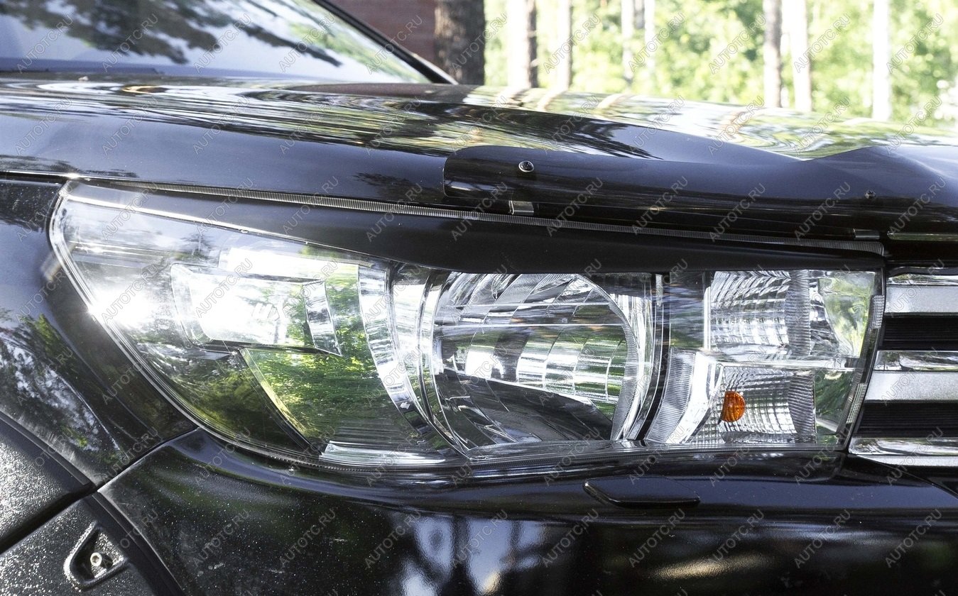 1 149 р. Накладки на передние фары (реснички) Русская Артель Toyota Hilux AN120 1-ый рестайлинг (2017-2020) (глянец под покраску)  с доставкой в г. Воронеж