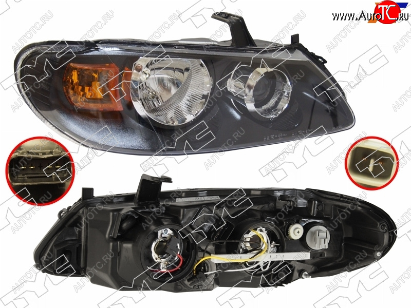 7 799 р. Фара правая (под эл. корректор, внутри черная) TYC  Nissan Almera  N16 (2002-2006) седан рестайлинг  с доставкой в г. Воронеж