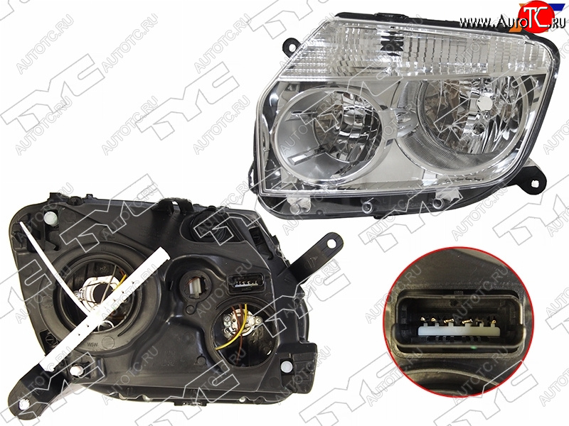 7 849 р. Фара левая (хром, под электрокорректор) TYC  Renault Duster  HS (2010-2015) дорестайлинг  с доставкой в г. Воронеж