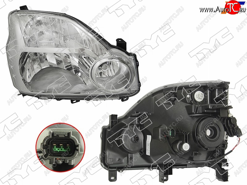 18 849 р. Фара правая (с электрокорректором, Евросвет) TYC Nissan X-trail 2 T31 дорестайлинг (2007-2011)  с доставкой в г. Воронеж