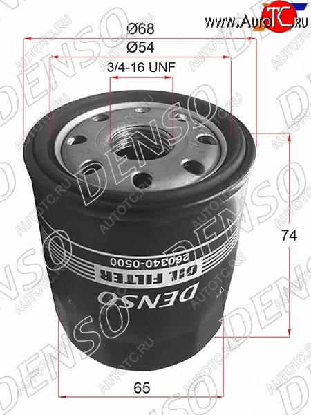 519 р. Фильтр масляный TOYOTA A,E,S,NZ,ZZFE 90- DENSO 260340-0500  с доставкой в г. Воронеж