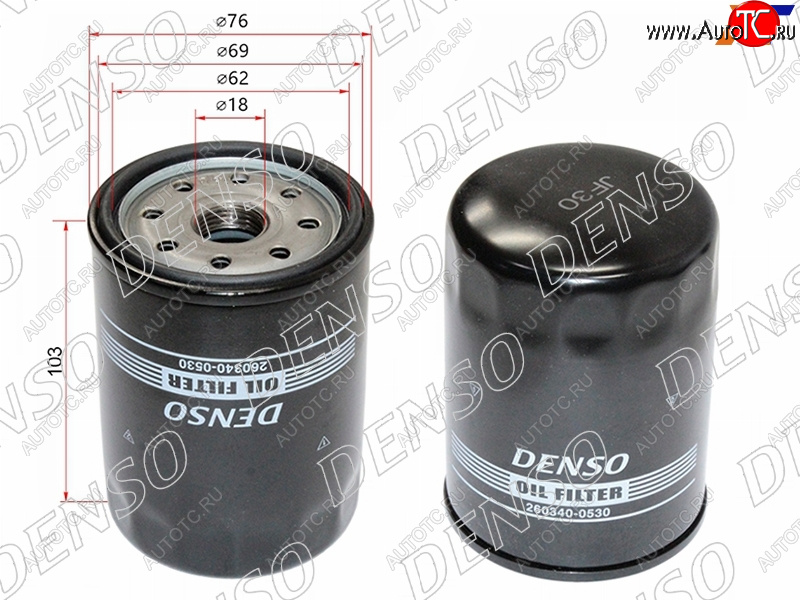 519 р. Фильтр масляный TOYOTA #UZFE,1FZFE 92- DENSO 260340-0530  с доставкой в г. Воронеж