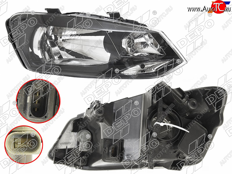 10 349 р. Фара Volkswagen Polo 09-20 (Спереди Справа) DEPO 441-11G9RMLDEM2  с доставкой в г. Воронеж