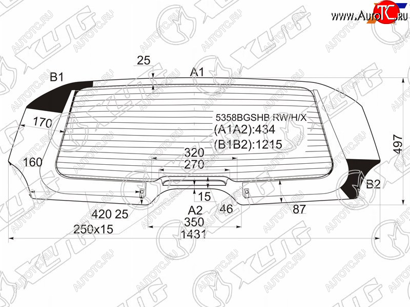 13 199 р. Стекло заднее (Цвет зеленый Обогрев) Mercedes-Benz A-Class 04-12 XYG 5358BGSHB RW/H/X  с доставкой в г. Воронеж