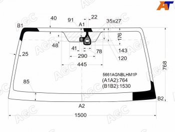 13 999 р. Стекло лобовое с обогревом щеток + дд MITSUBISHI PAJERO 35D 06-                                     AGC 5661AGNBLHM1P  с доставкой в г. Воронеж. Увеличить фотографию 1