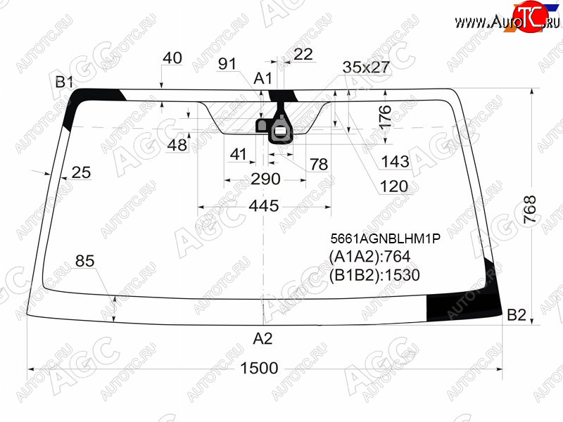 13 999 р. Стекло лобовое с обогревом щеток + дд MITSUBISHI PAJERO 35D 06-                                     AGC 5661AGNBLHM1P  с доставкой в г. Воронеж