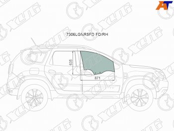 2 789 р. Стекло боковое опускное (Спереди Справа Цвет зеленый) Renault Duster 21-  Dacia Duster 17- XYG 7306RGNR5FD FD/RH  с доставкой в г. Воронеж. Увеличить фотографию 1