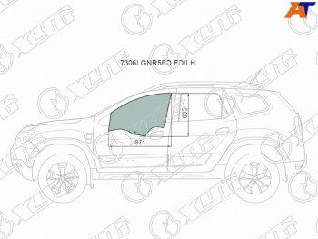2 789 р. Стекло боковое опускное (Спереди Слева Цвет зеленый) Renault Duster 21-  Dacia Duster 17- XYG 7306LGNR5FD FD/LH  с доставкой в г. Воронеж. Увеличить фотографию 1